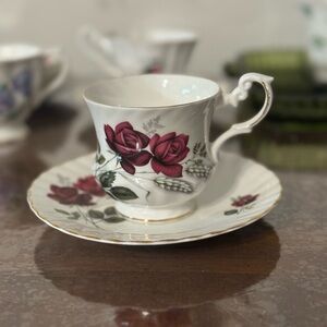 Royal Dover China Rose Teacup and Saucer Set